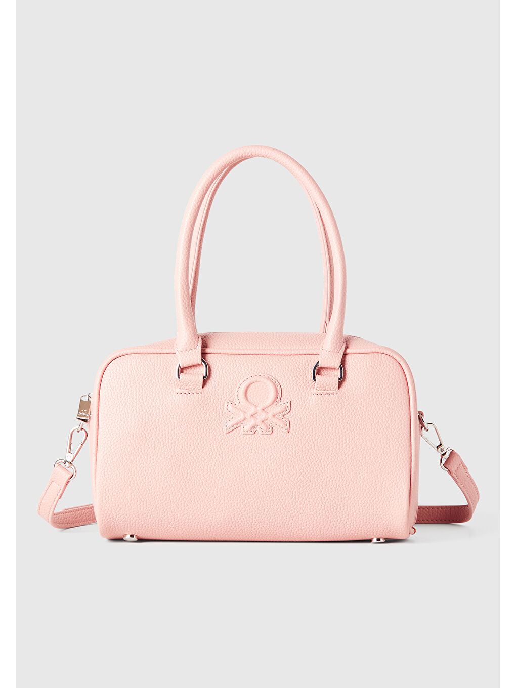 Kadın Pembe Kabartma Logolu Çift Saplı Omuz Çantası-1