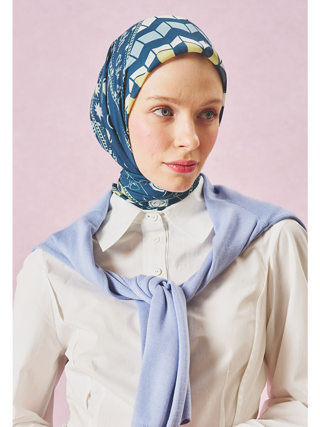 Mavi LITTLE LOVE DREAM DESEN FLOŞ VİSKON EŞARP OCEAN BLUE-2