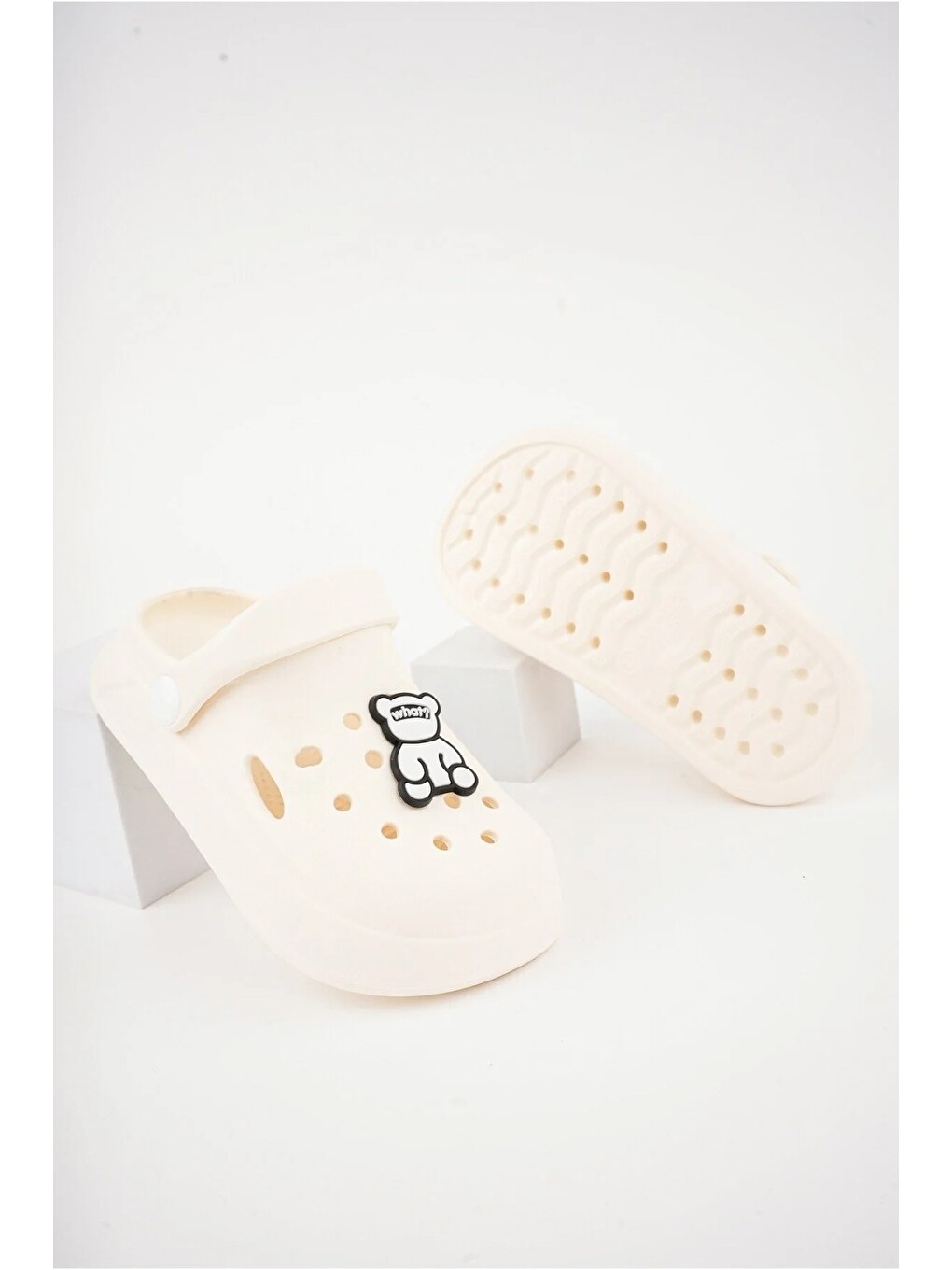 Ekru Unisex Çocuk Figürlü Sticker Sandalet-terlik-1