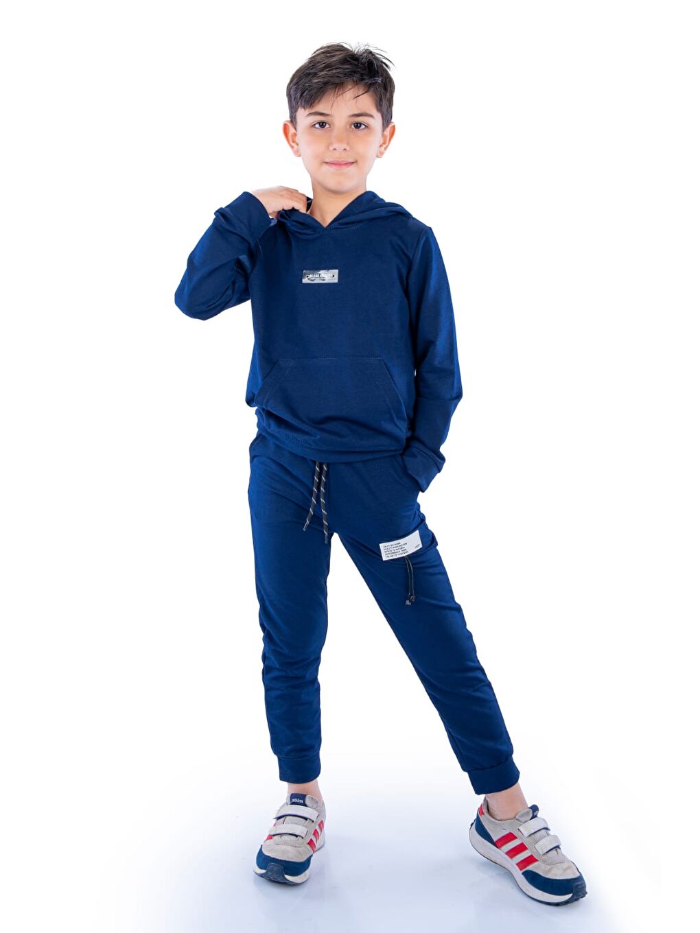 Lacivert Class Kanguru Cepli Kapüşonlu Çocuk Eşofman MNK10071-1