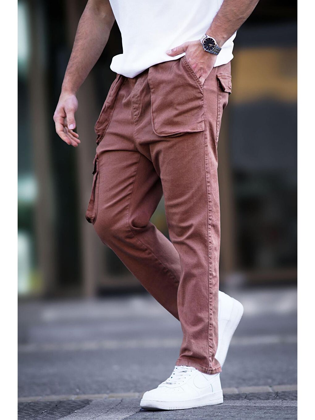 Kahverengi Kargo Cep Erkek Pantolon 6886