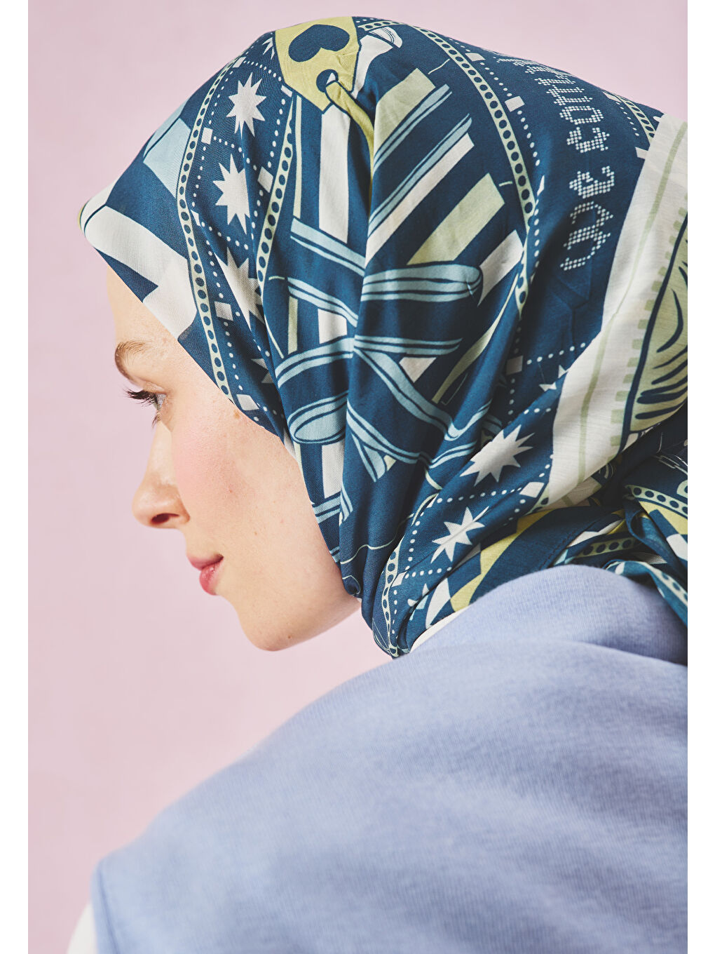 Mavi LITTLE LOVE DREAM DESEN FLOŞ VİSKON EŞARP OCEAN BLUE-3