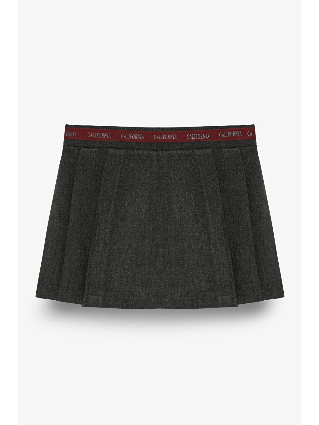 Şerit Bel Detaylı Pileli Mini Şort Etek Antrasit-1