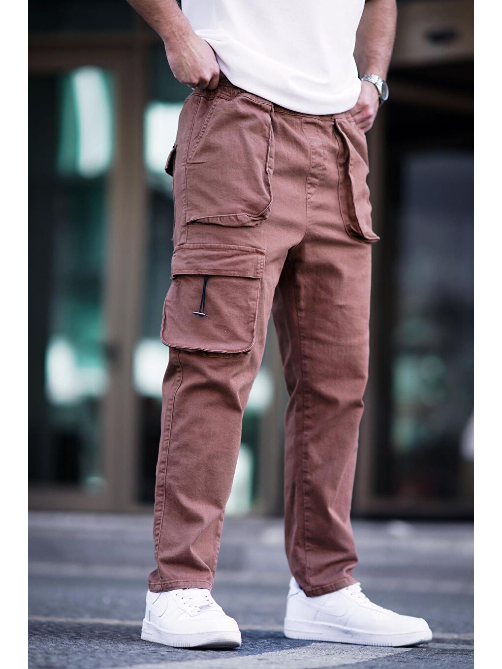 Kahverengi Kargo Cep Erkek Pantolon 6886-1
