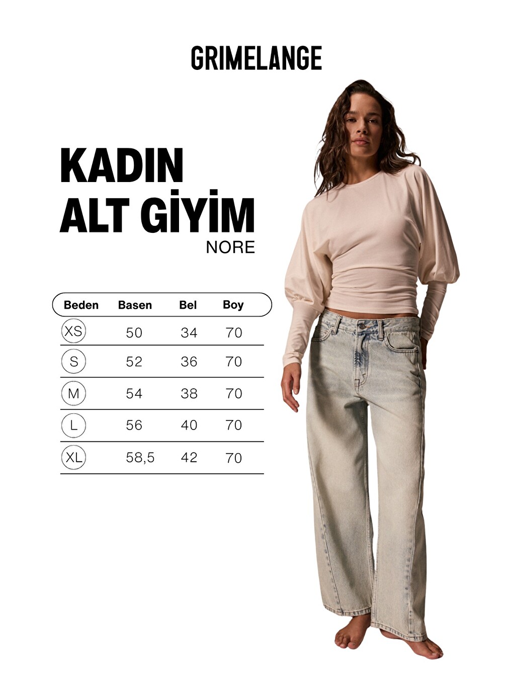 Nore Kadın Standart Bel Barel Relaxed Jean Açık Mavi Pantolon-6