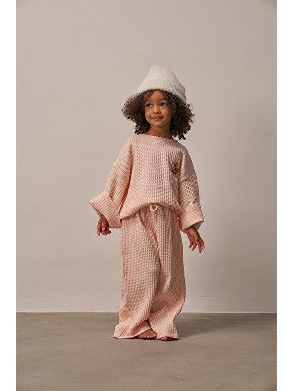 Pembe Pudra Cookie Nakışlı Dökümlü Alt Üst Takım-4