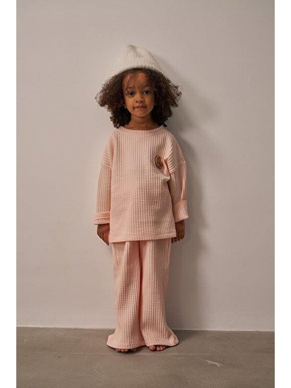 Pembe Pudra Cookie Nakışlı Dökümlü Alt Üst Takım-5