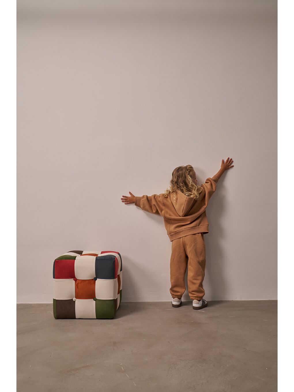 Kahverengi Sütlü Kahve Çocuk Kanguru Cepli Oversize Eşofman Takımı-4