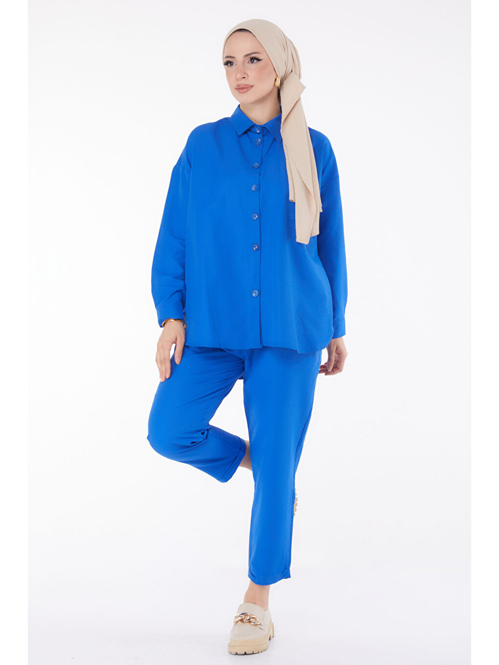 Mavi Tunık Pantolon İkili Takım Saks - 27086-1
