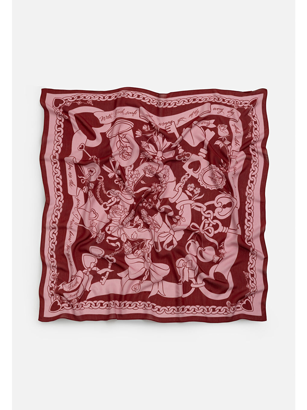 Kırmızı ETERNAL LOVE DESEN FLOŞ VİSKON EŞARP PINK ROSE