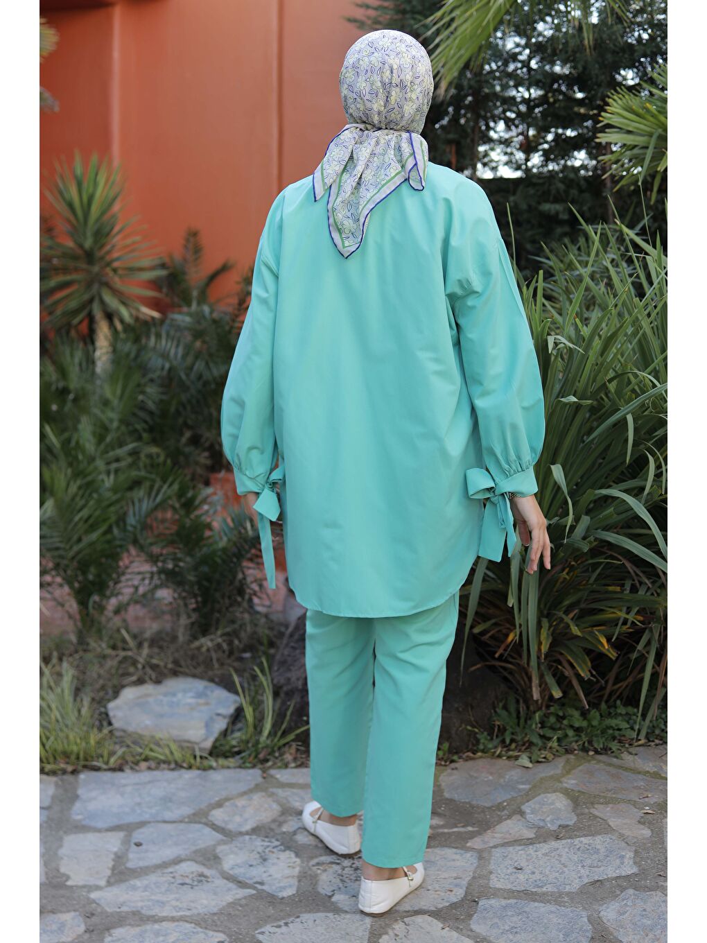 Yeşil Kol Detaylı İkili Takım Mint - 27085-4