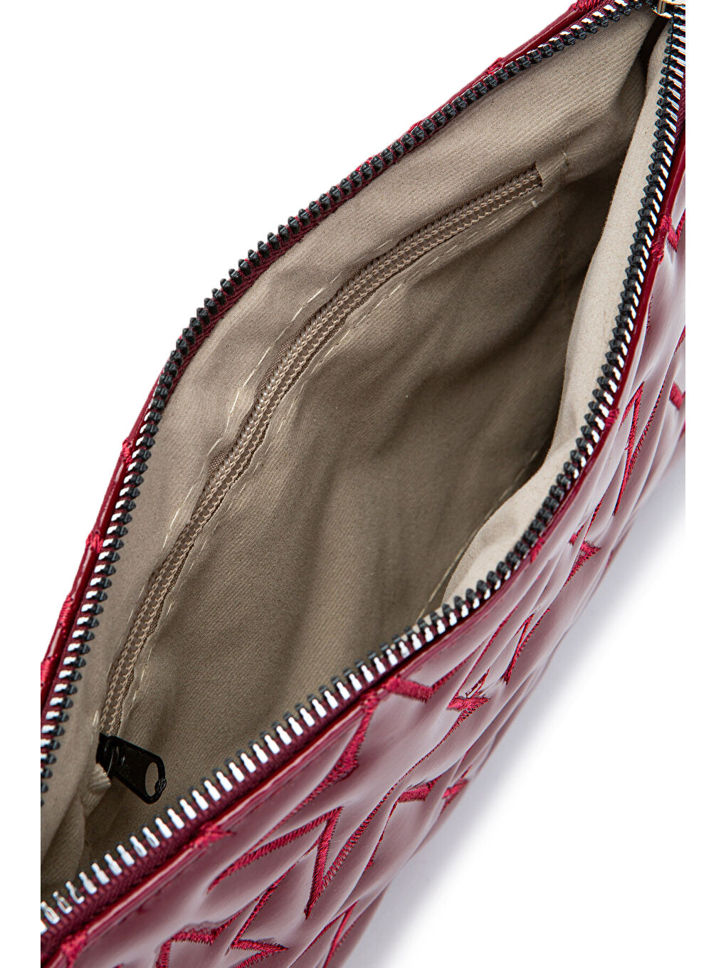 Yıldız Dikişli Clutch Star Kadın Çanta Bordo Rugan-3