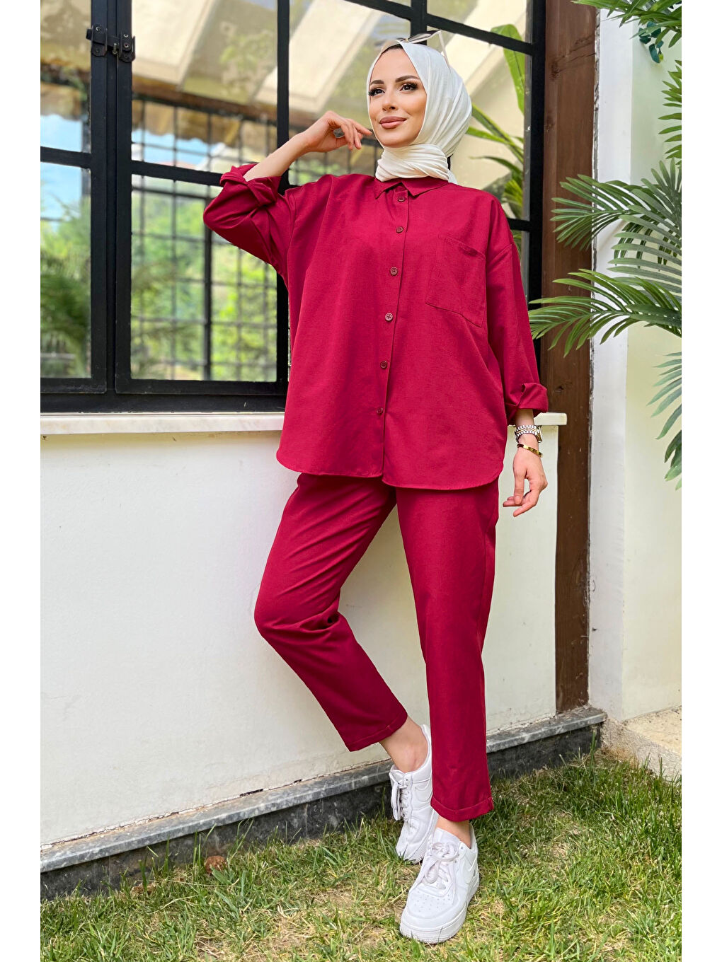 Tunık Pantolon İkili Takım Bordo - 27086-1