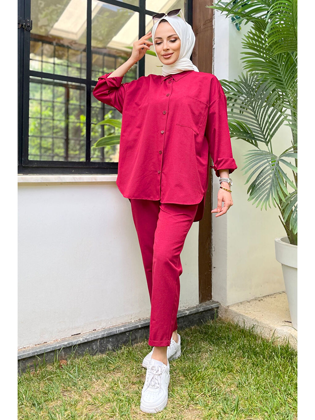 Tunık Pantolon İkili Takım Bordo - 27086-3