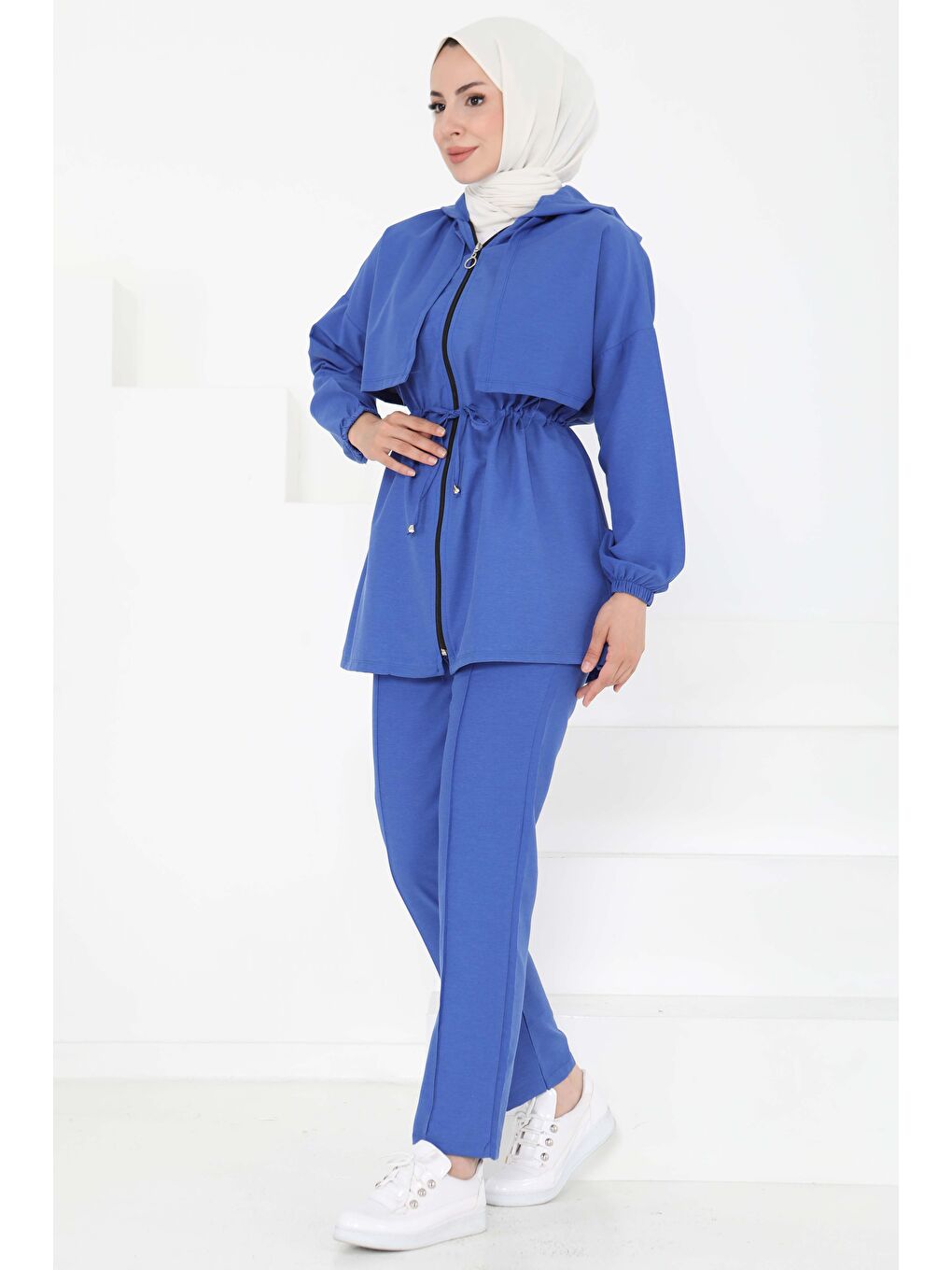 Mavi Önden Bağlamalı İkili Takım Saks - 27073-2