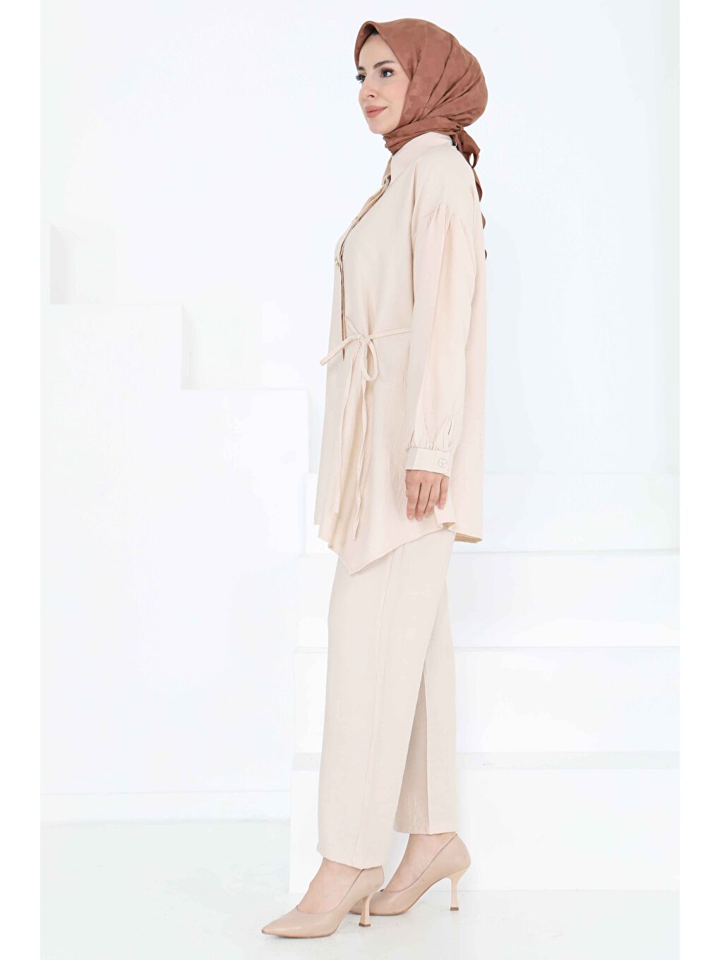 Belden Bağlamalı İkili Takım Bej - 27180-5