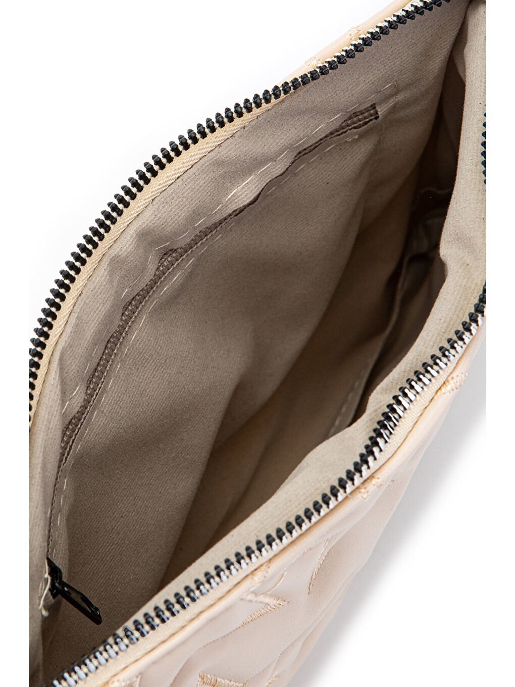 Yıldız Dikişli Clutch Suni Deri Star Kadın Çanta Bej-3