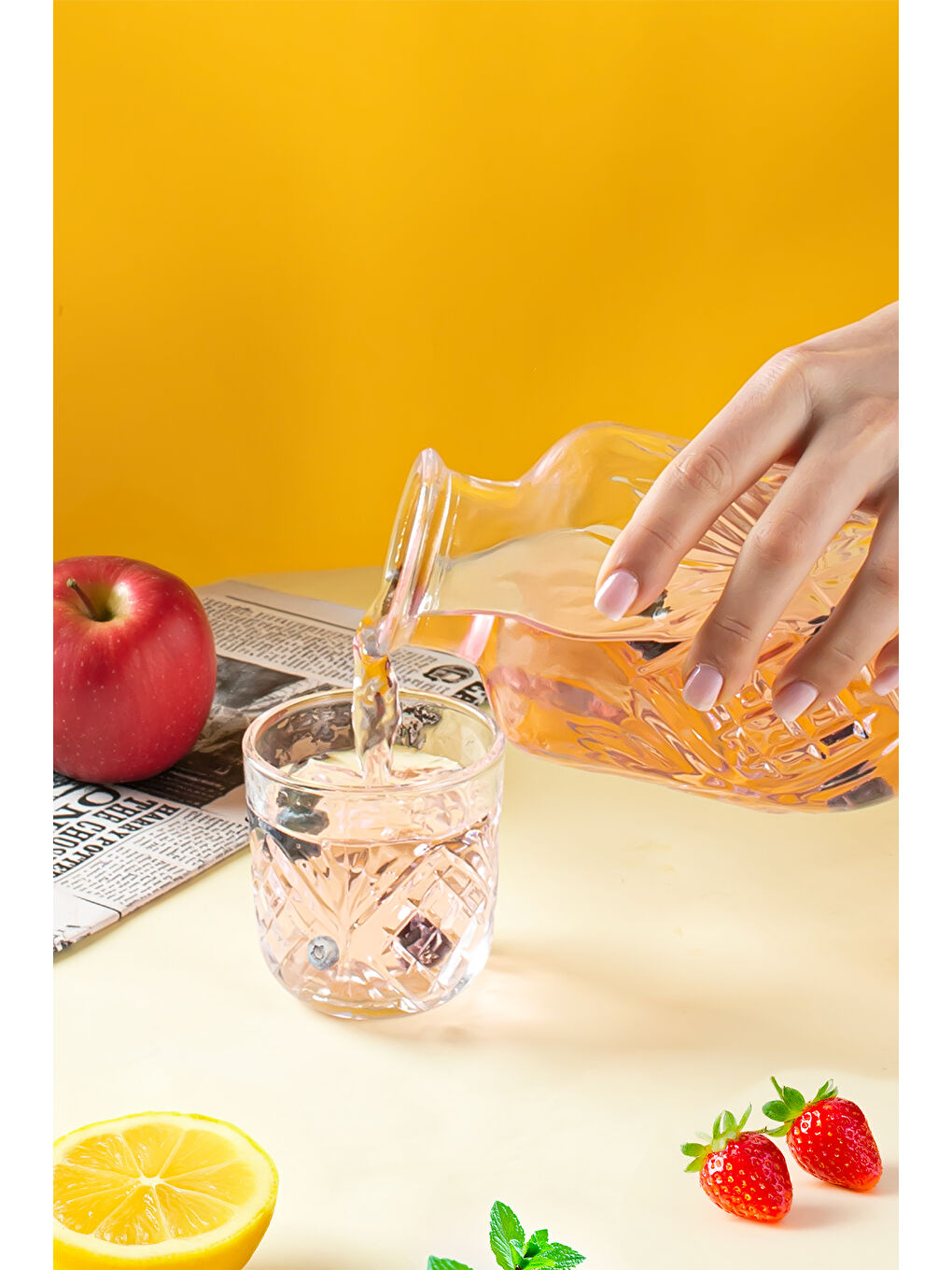 Renksiz 002 Başucu Sürahisi Bardaklı Sürahi 600+150 ml Sürahi Seti Cam Sürahi-3