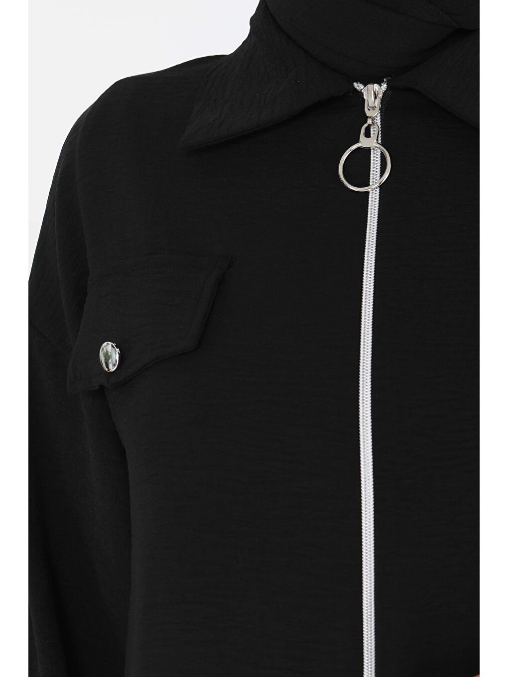 Fermuar Detay Elbise Takım Siyah - 27178-4