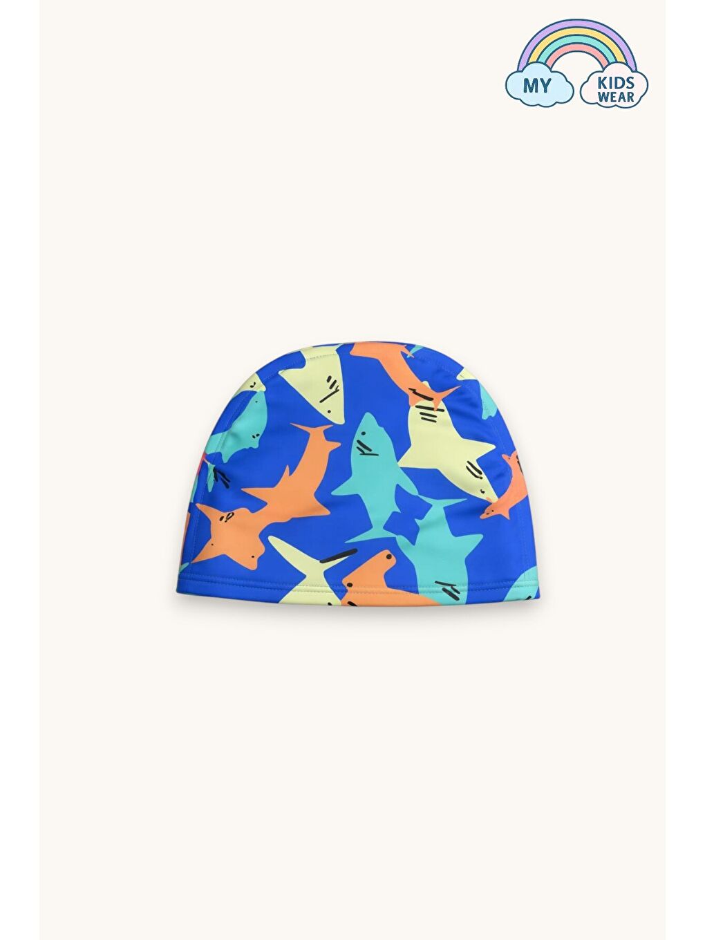 Mavi Erkek Çocuk Desenli Deniz Şortu ve Bone Takımı 12687-2