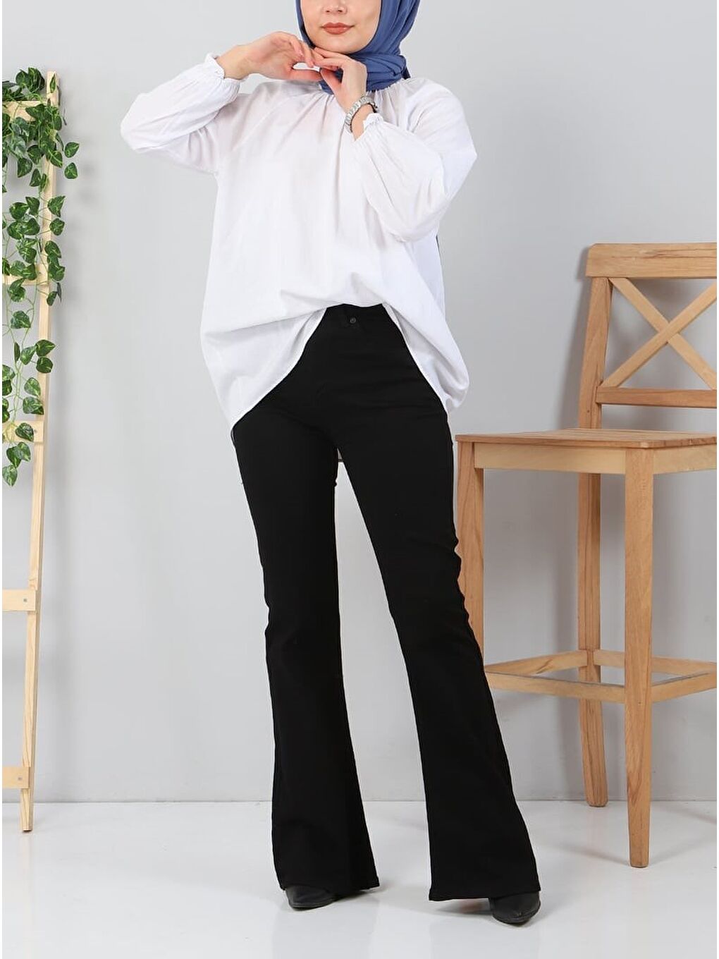 İspanyol Paça Jean Pantolon Siyah   27259