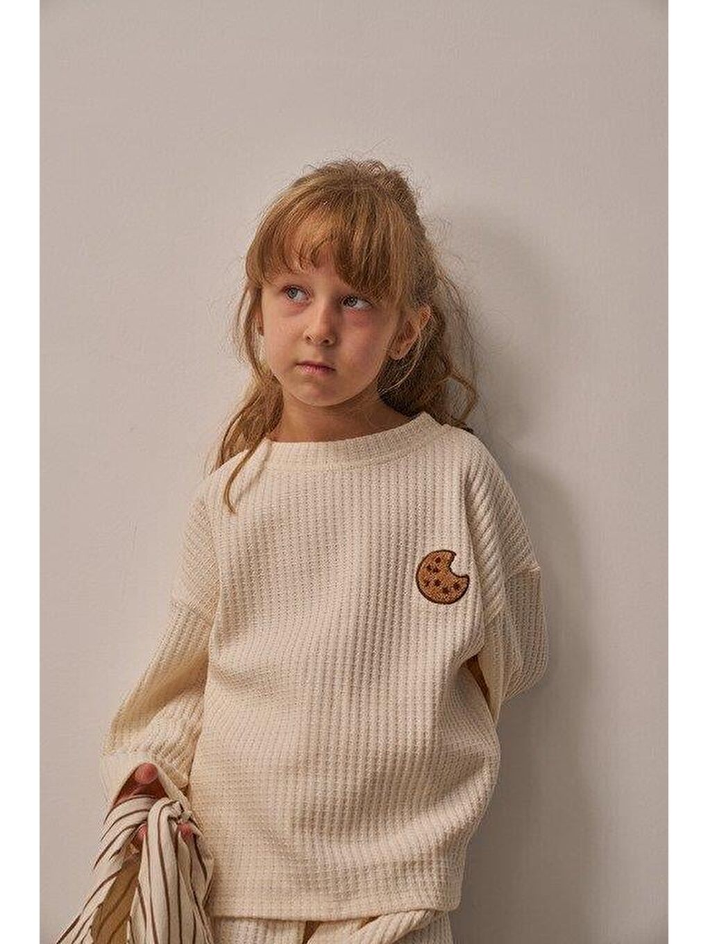 Ekru Krem Cookie Nakışlı Dökümlü Alt Üst Takım-3