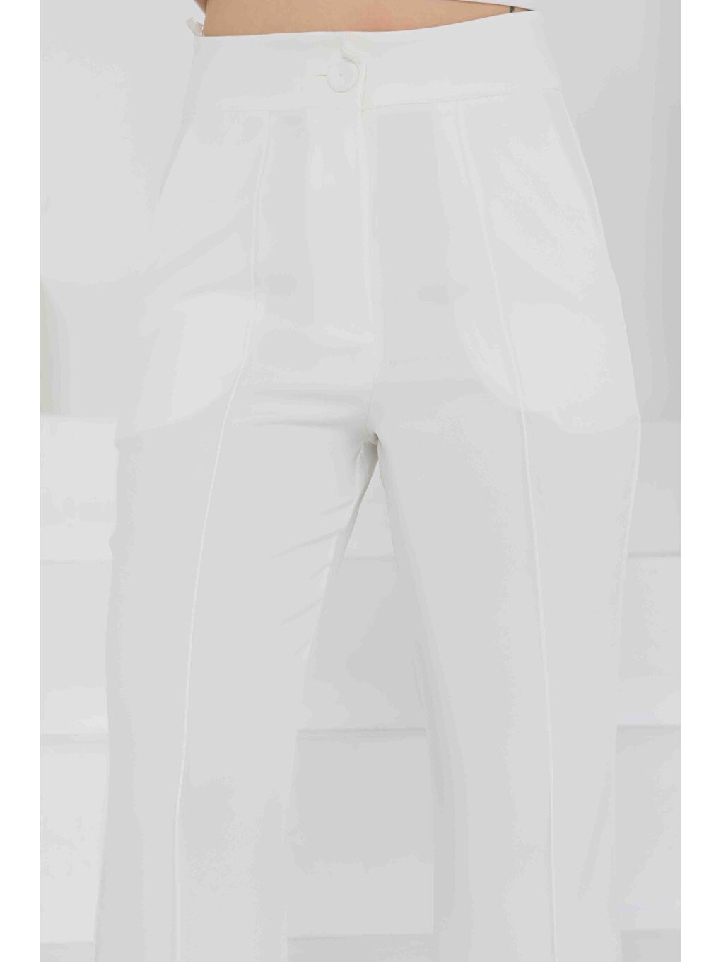 Çımalı Kumaş Pantolon Beyaz - 27247-6