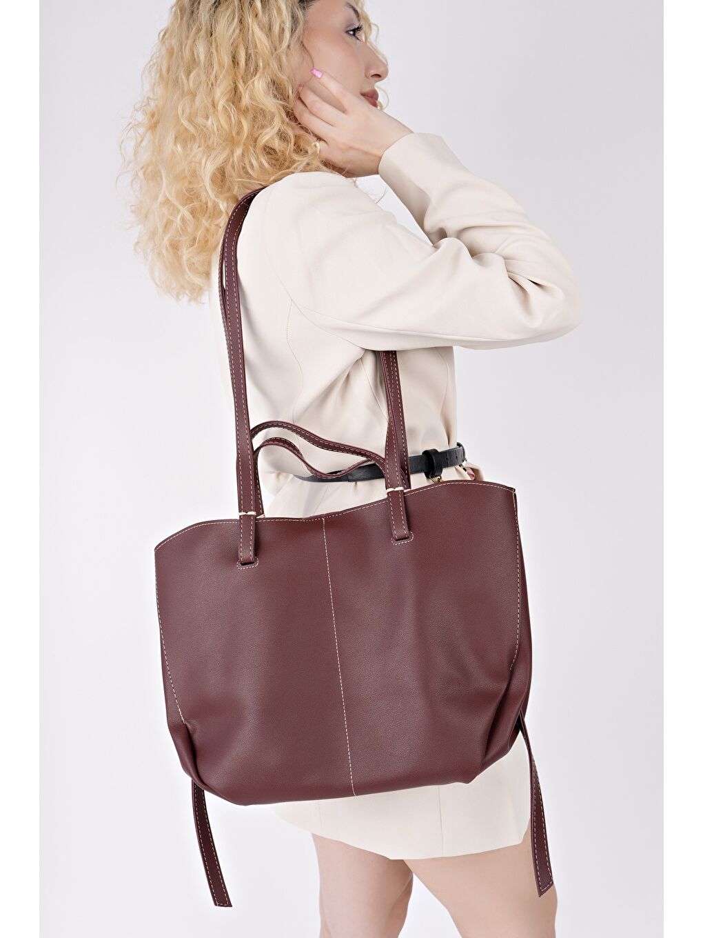 Bordo FARME Kadın Cüzdanlı El ve Omuz Çantası