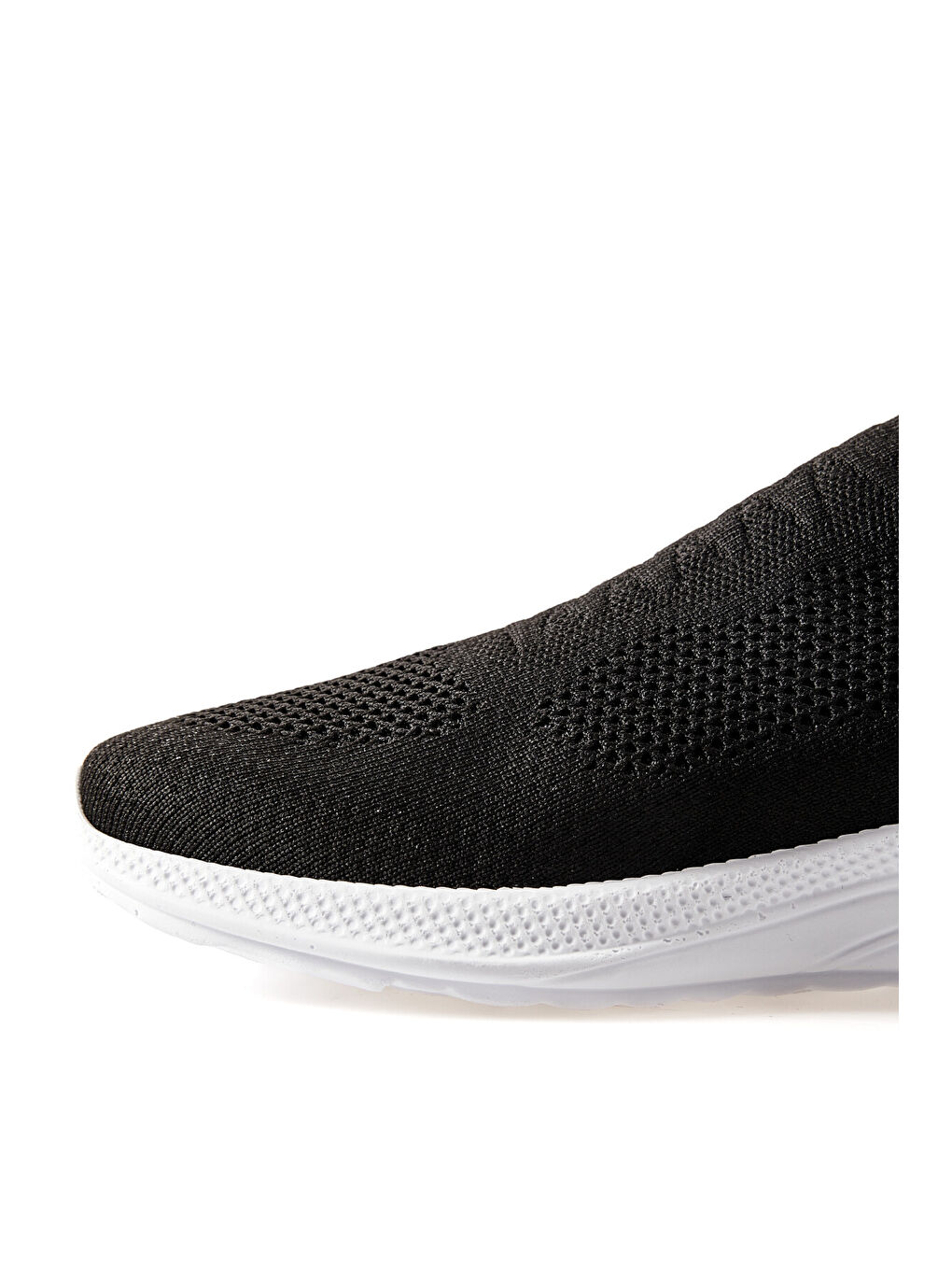 Siyah - Beyaz Yüksek Taban Fileli Bağcıksız Hafif Esnek Erkek Spor Ayakkabı - 89120-2