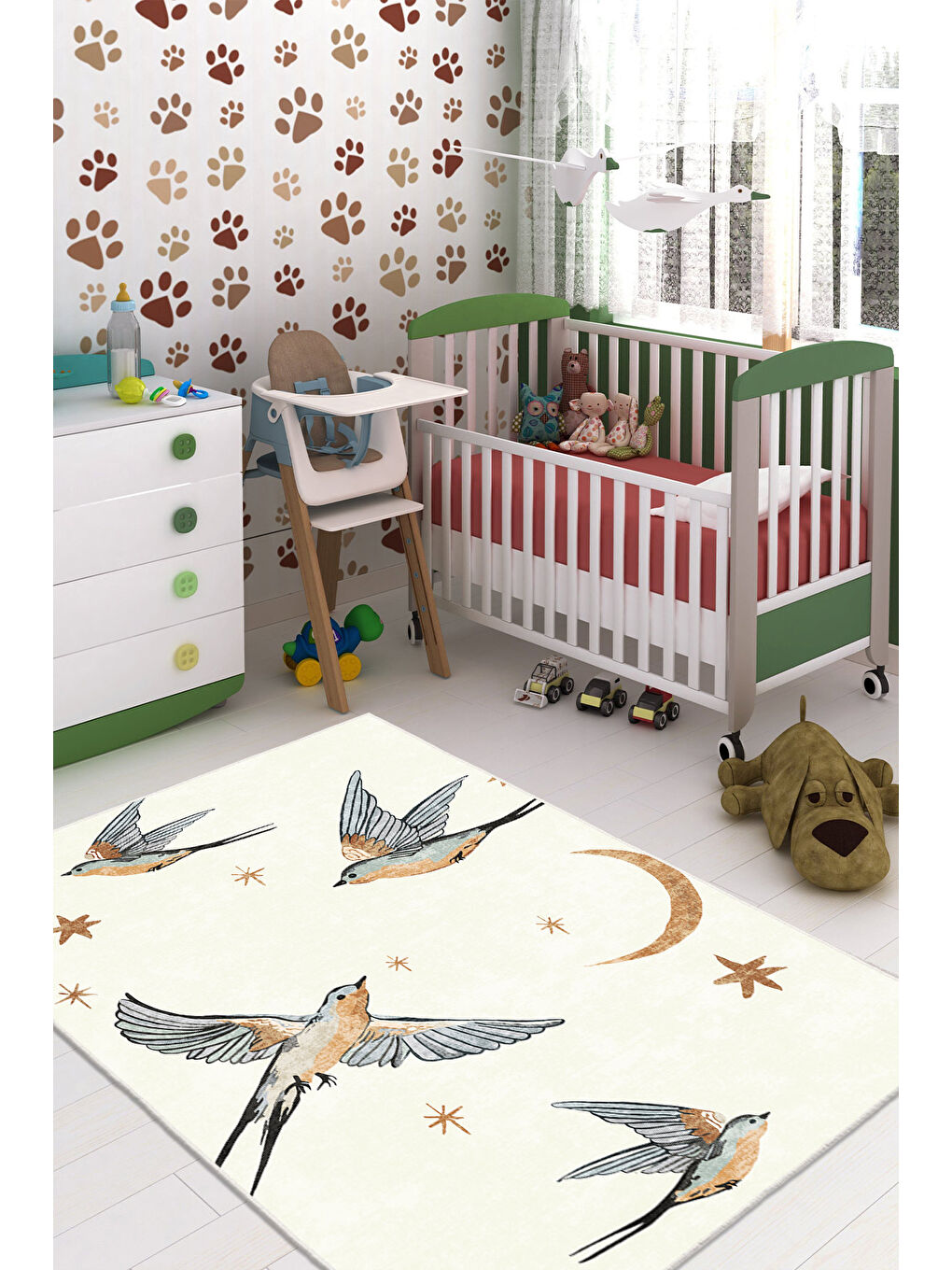 Ekru Dekoratif Özel Tasarım Yıkanabilir İnce Kaymaz Tabanlı Modern Halı KECE FR43-2