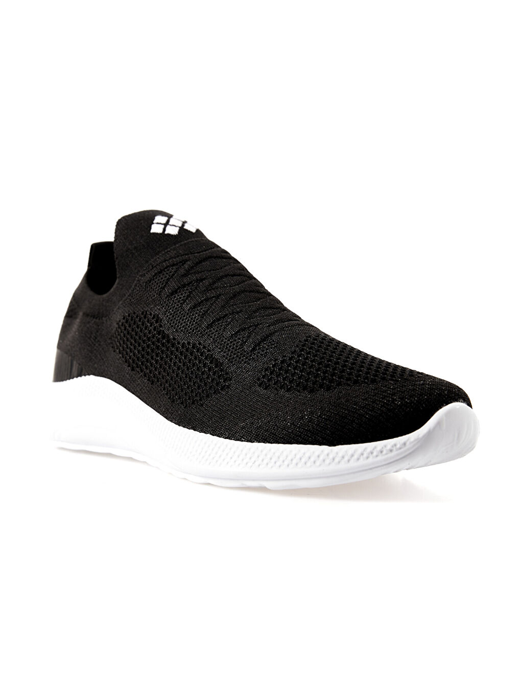 Siyah - Beyaz Yüksek Taban Fileli Bağcıksız Hafif Esnek Erkek Spor Ayakkabı - 89120-4