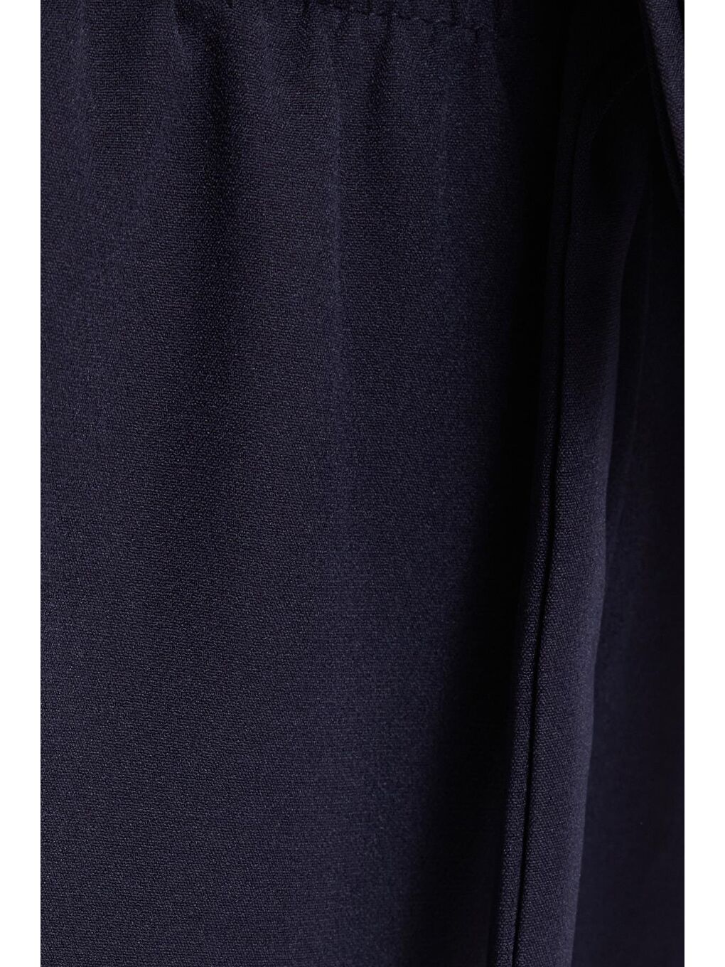 Kadın Relax Fit Rahat Kesim Lastikli Kuşak Bağlamalı Geniş Paça Lacivert Pantolon-5