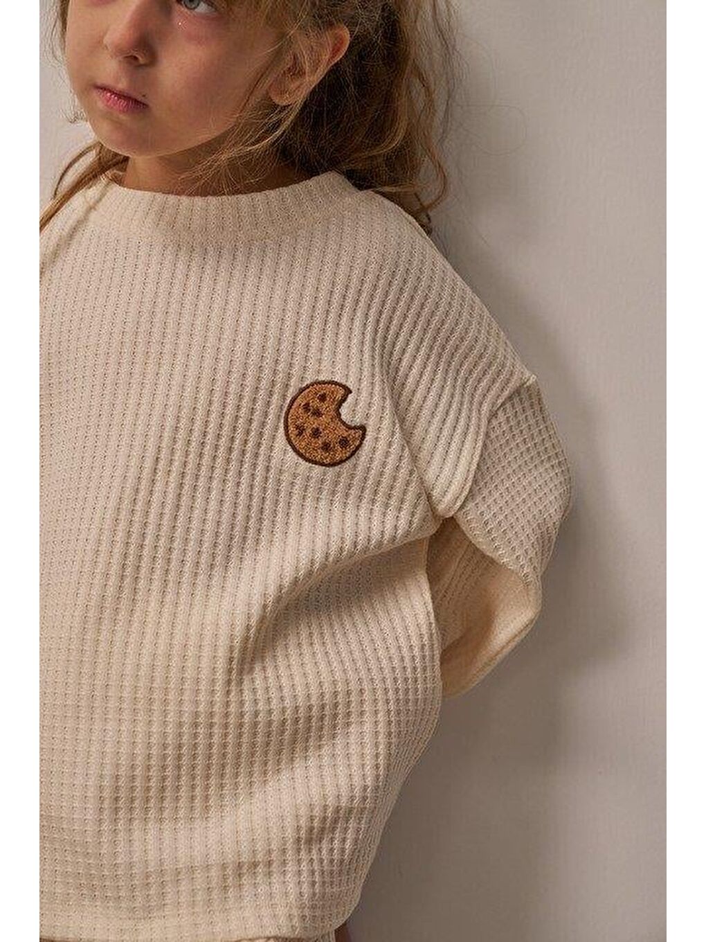 Ekru Krem Cookie Nakışlı Dökümlü Alt Üst Takım-7