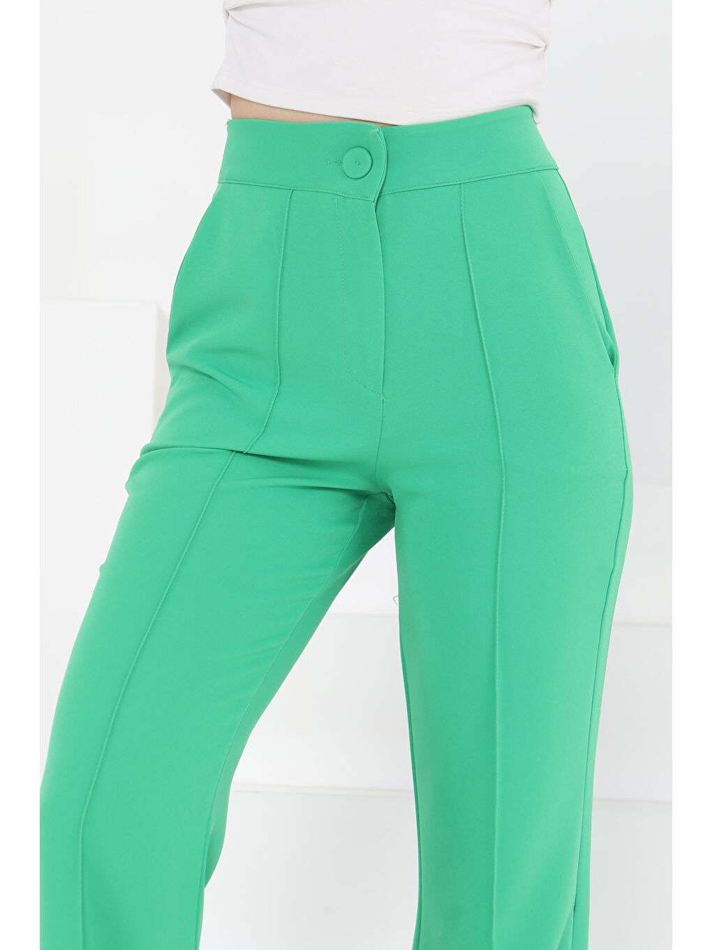 Çımalı Kumaş Pantolon Yeşil - 27247-6