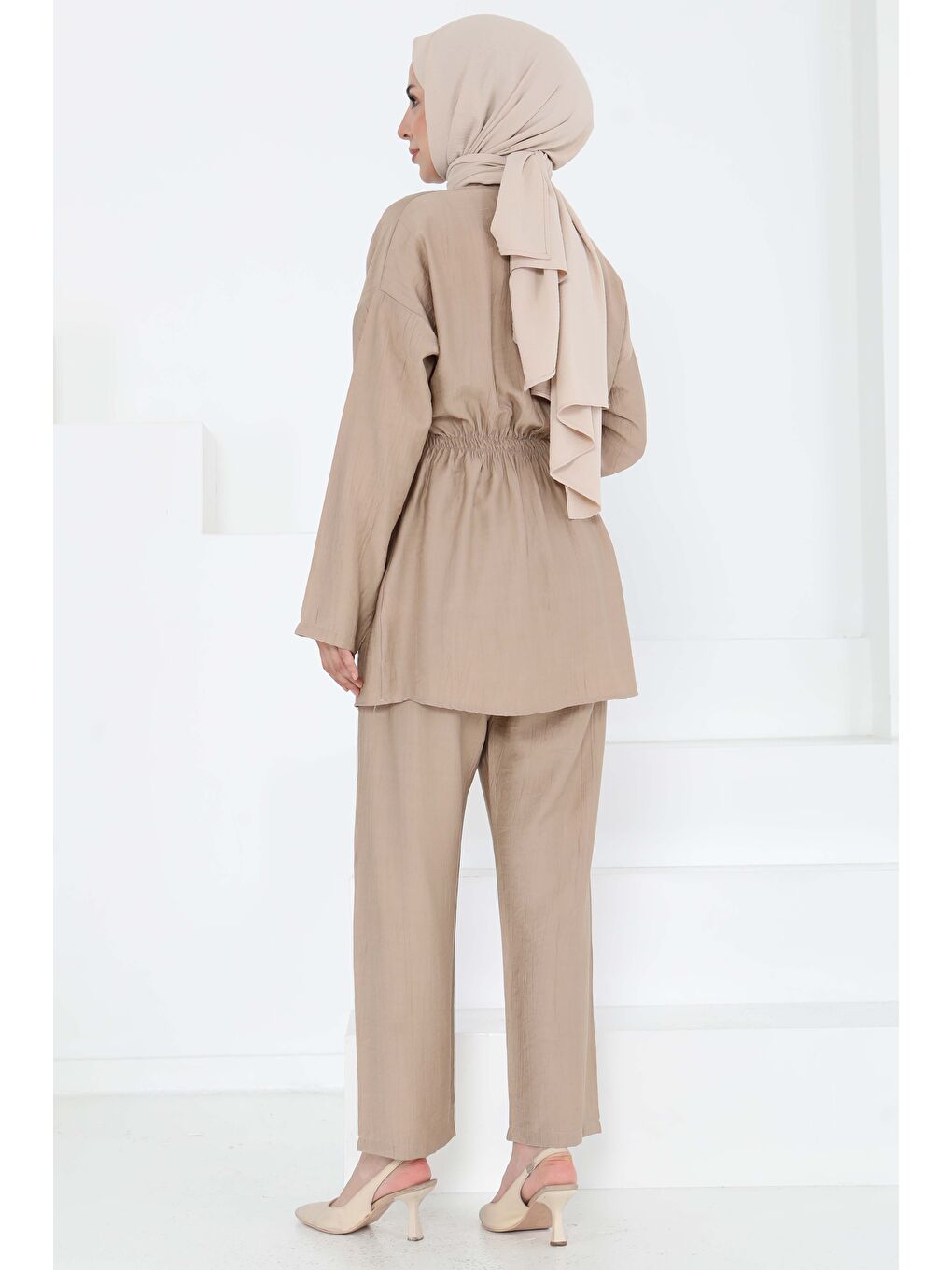 Beli Lastikli İkili Takım Bej - 27177-6
