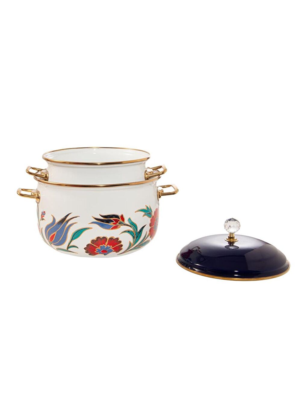 Karışık 20-24 Cm Emaye 2'li Derin Bombeli Premium Tencere Seti 4 Lt-6.2 Lt-4