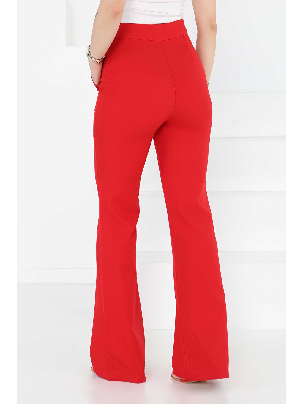 Kırmızı Çımalı Kumaş Pantolon Kirmizi - 27247-6