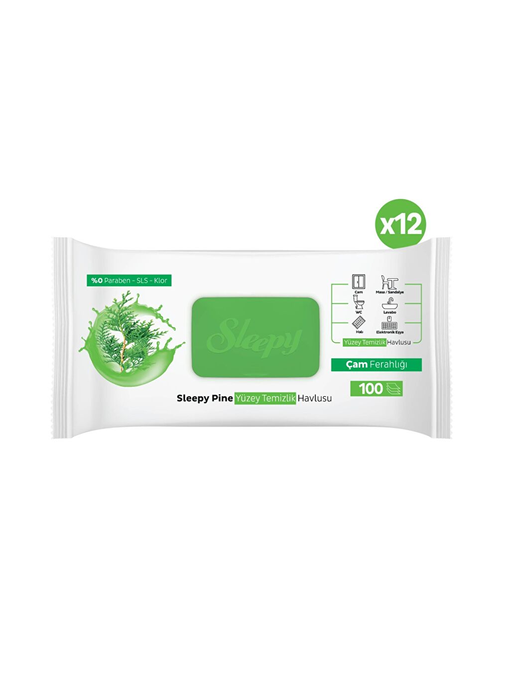 Pine Yüzey Temizlik Havlusu&Mendili Çam Ferahlığı 12x100 (1200 Yaprak)-2