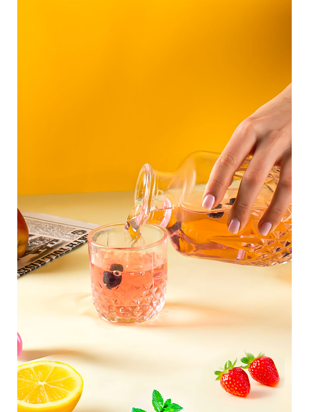 Renksiz 003 Başucu Sürahisi Bardaklı Sürahi 600+150 ml Sürahi Seti Cam Sürahi-1