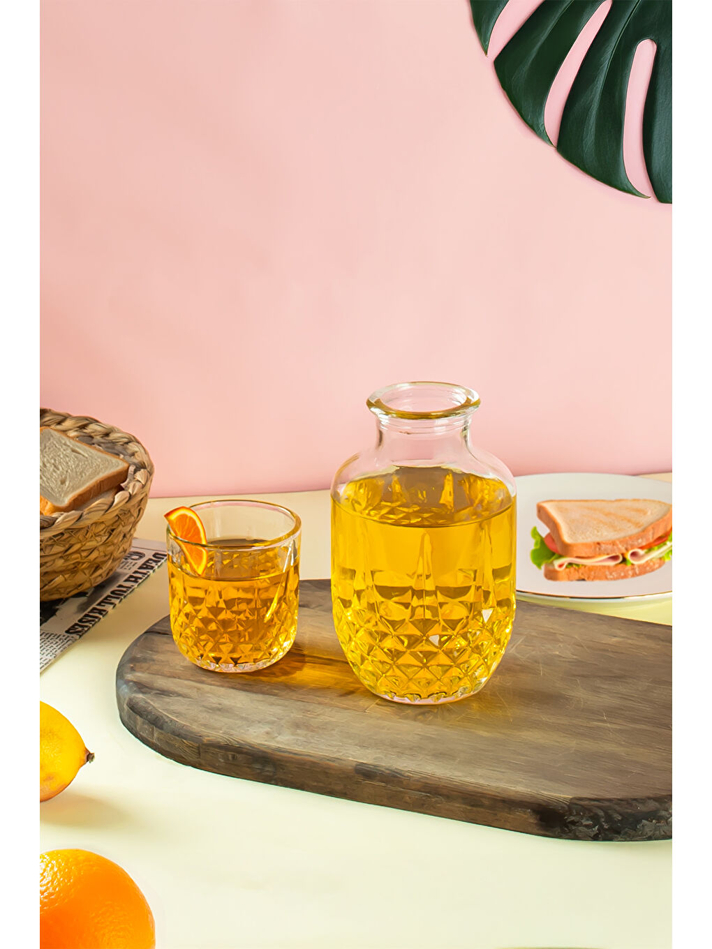 Renksiz 003 Başucu Sürahisi Bardaklı Sürahi 600+150 ml Sürahi Seti Cam Sürahi-2