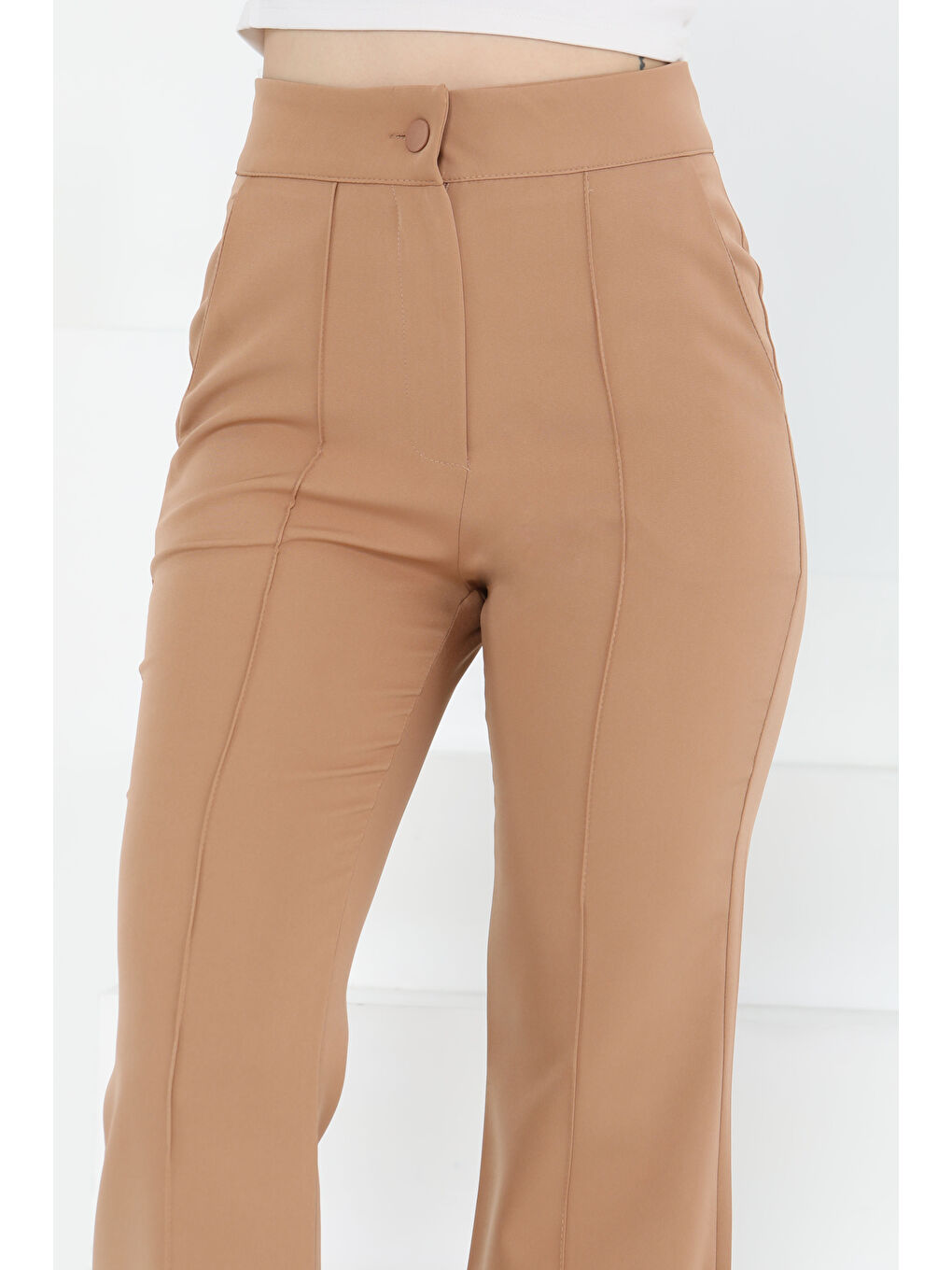 Bej Çımalı Kumaş Pantolon Vizon - 27247-6