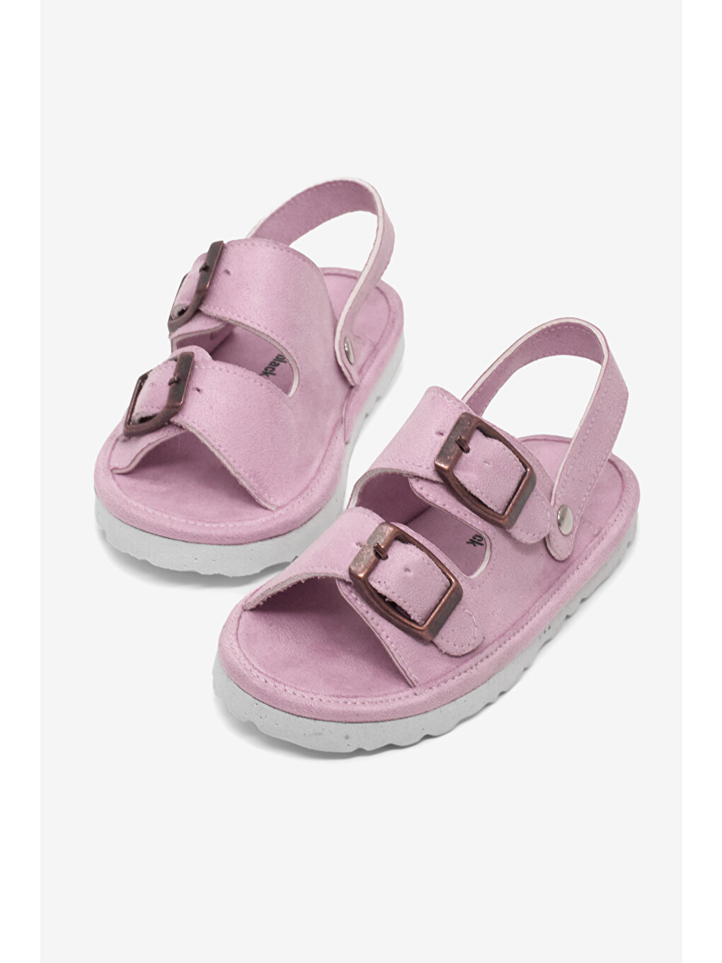 Pembe Çocuk Unisex Pudra Rahat Kalıp Çift Tokalı Bebe Paitk Sandalet-1