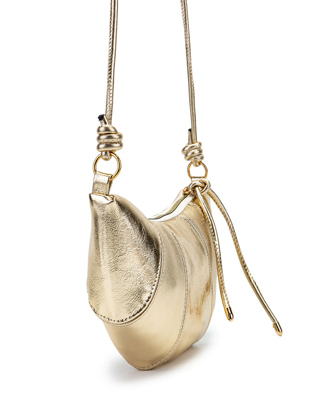 Sarı İp Sarkıt Detaylı Suni Deri Bohem Tarz Wade Kadın Çapraz Çanta Gold-2