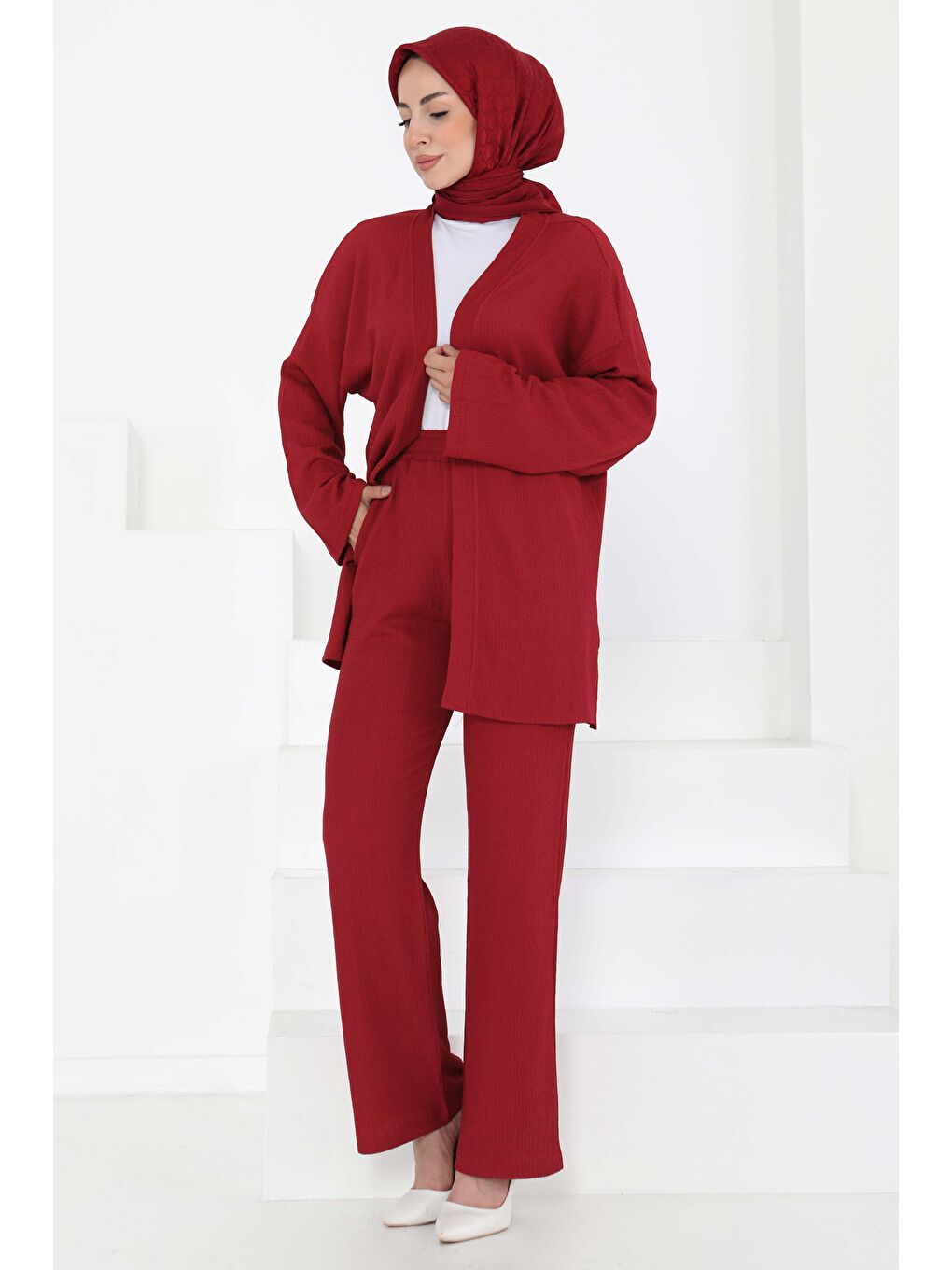 Cepli Kimono Takım Bordo - 27131-2