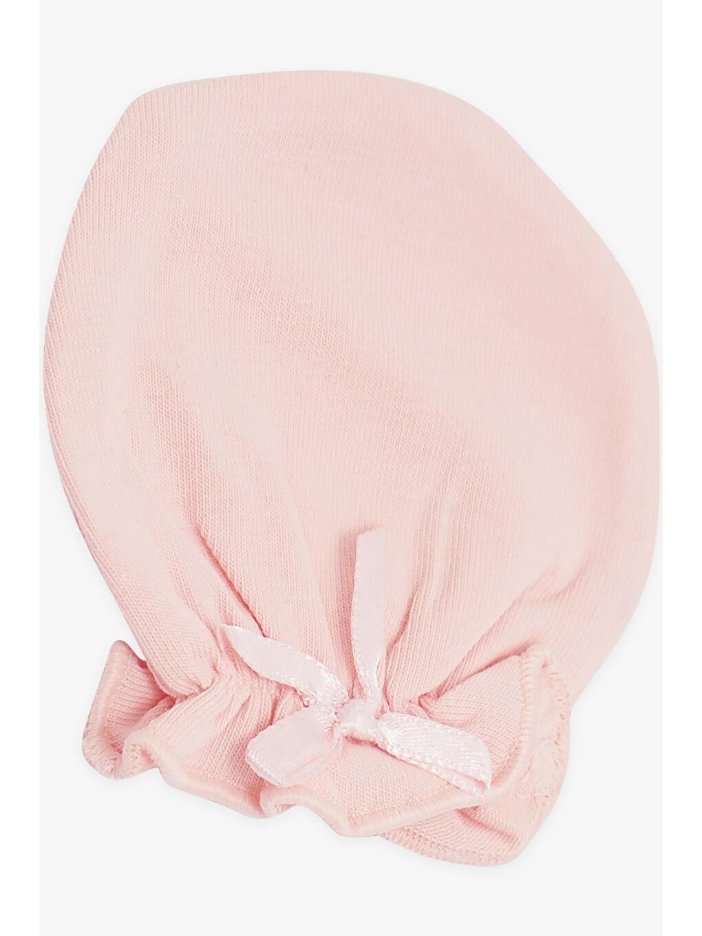Pembe Yenidoğan Bebek Eldiveni Fiyonklu Somon (7 X 9 Cm)-2