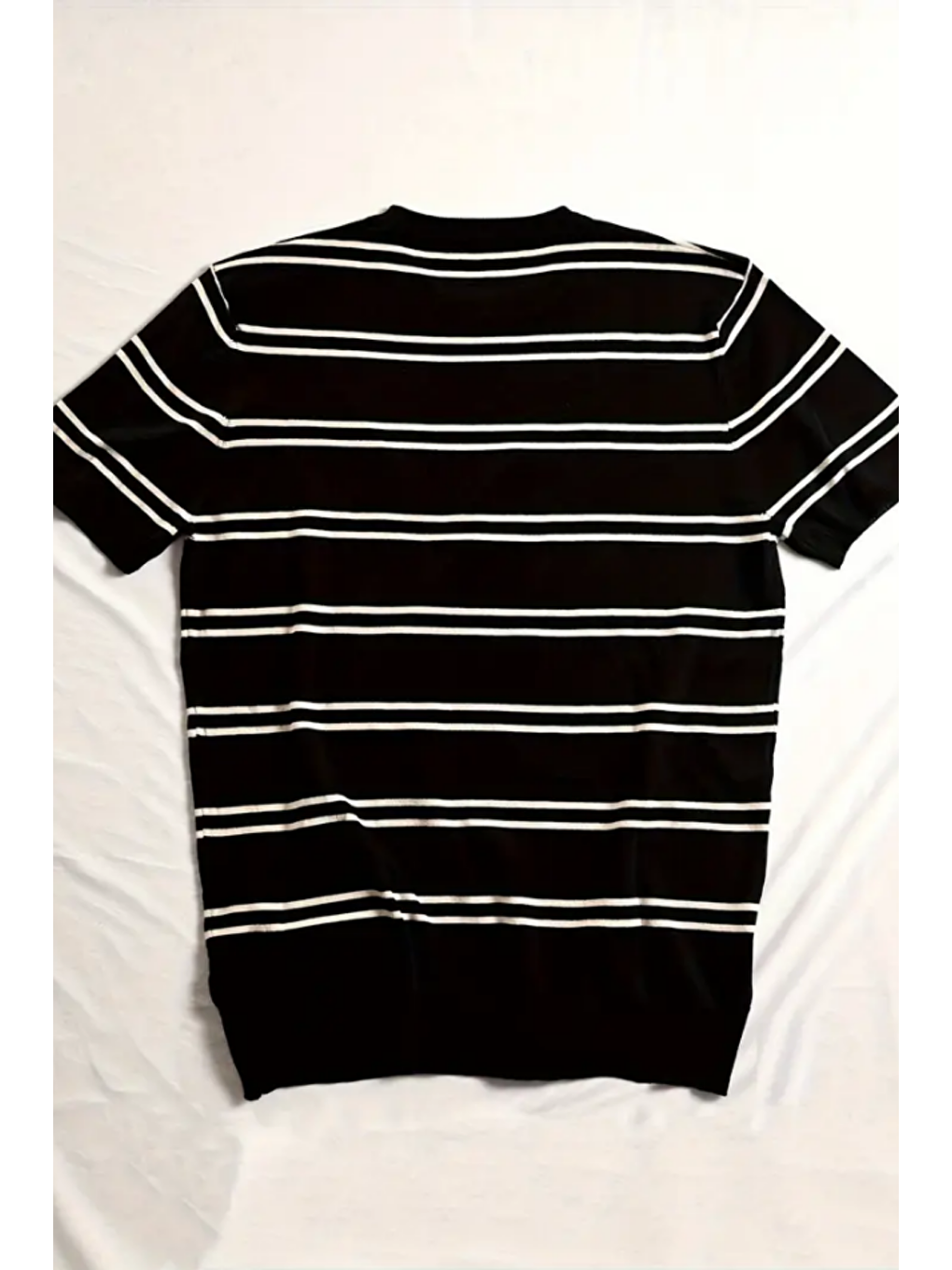 Siyah Erkek Çizgi Detaylı Slim Fit Bisiklet Yaka Triko Tişört-5