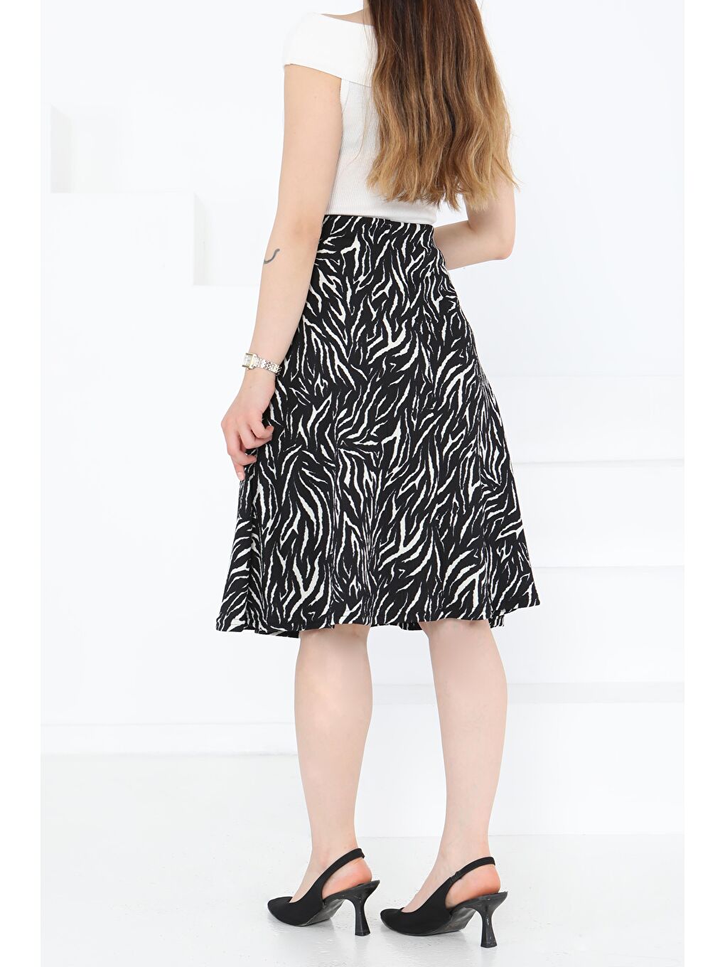 Desenli Mini Boy Etek Siyah - 27236-4