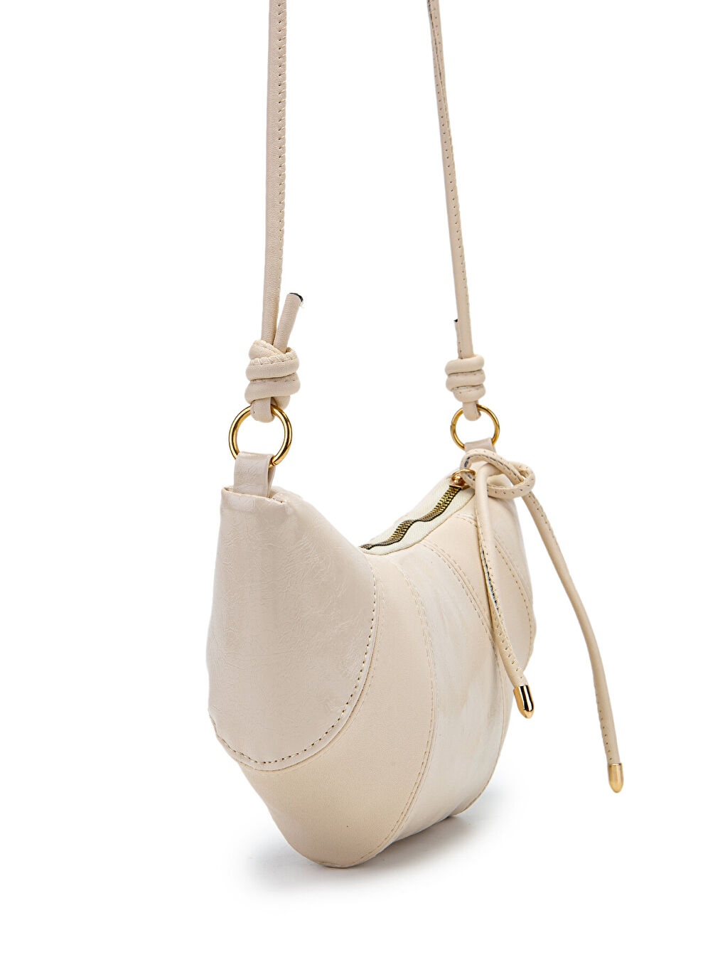 Ekru İp Sarkıt Detaylı Suni Deri Bohem Tarz Wade Kadın Çapraz Çanta Krem-2