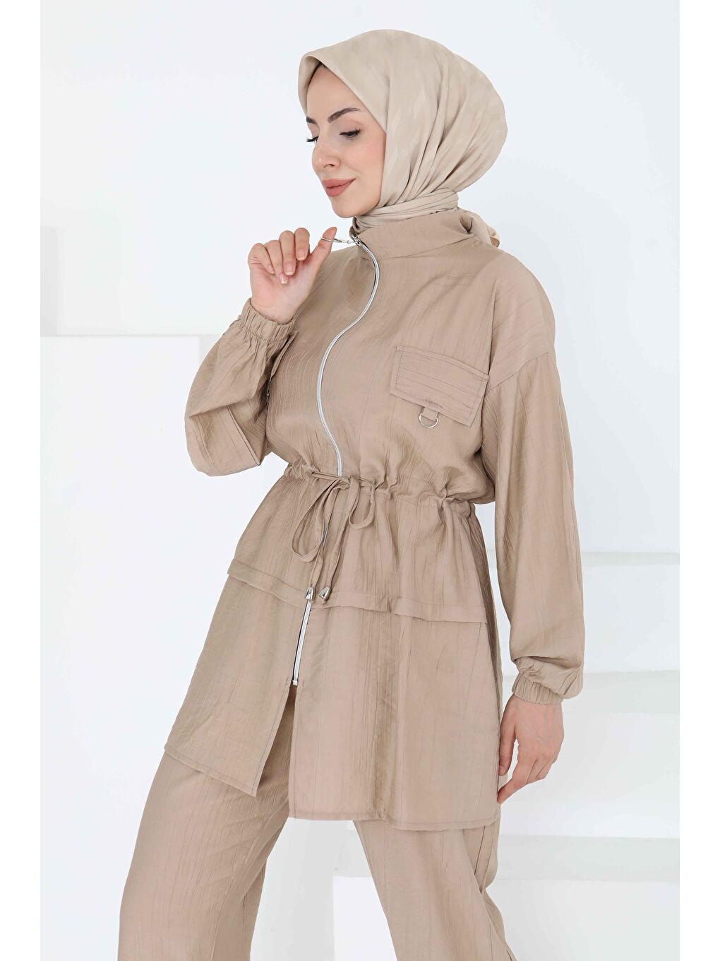 Beli Bağlamalı İkili Takım Bej - 27181-2