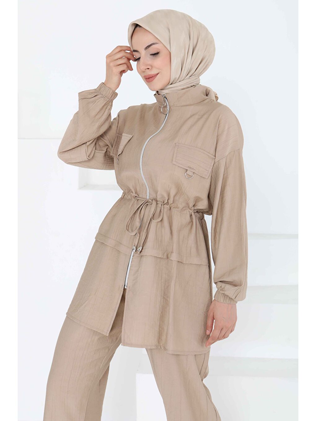 Beli Bağlamalı İkili Takım Bej - 27181-4